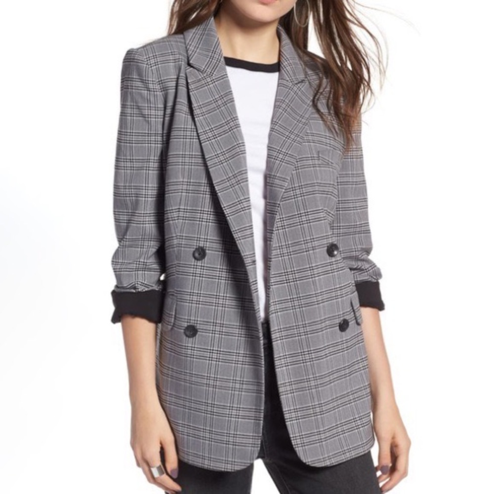 Treasure & Bond Plaid Oversized Blazer